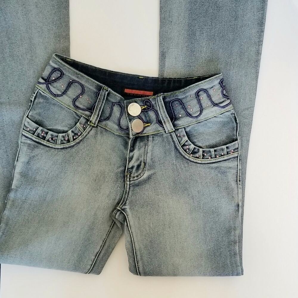 NWT Kalilai Embellished Stitching Jeans Bootcut Size 28 - Picture 2 of 5